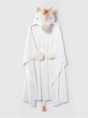 Unicorn Hooded Kids Blanket - White with Pink Mane